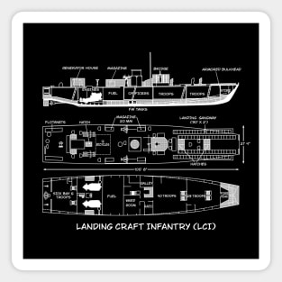 Landing Craft Infantry LCI WW2 D Day Blueprint Gift Magnet